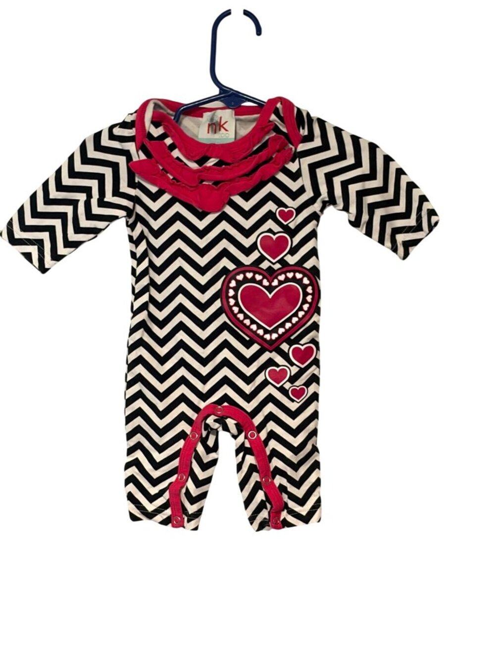 NK Too Girls Infant Baby Size 0 3 months 1 piece jumpsuit Black White pink Pants